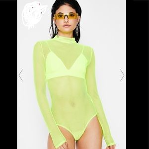 NWT Dollskill neon mesh bodysuit